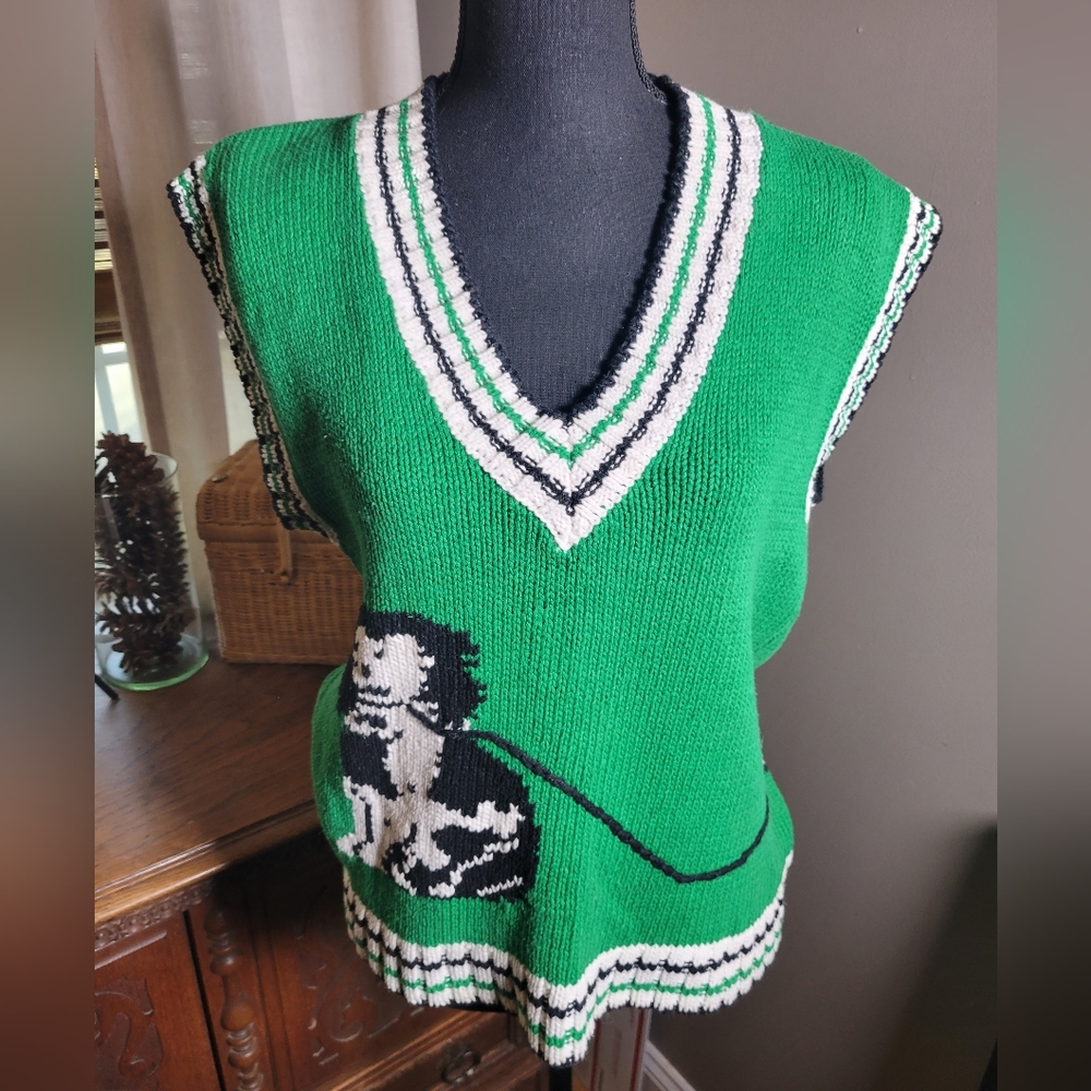 HERMAN GEIST VINTAGE HAND EMBROIDERED QUIRKY/PREPPY DOG VEST